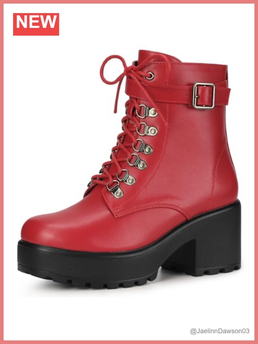 Allegra K Zip Chunky Heel Platform Ankle Combat Boots Faux Leather PU Foam